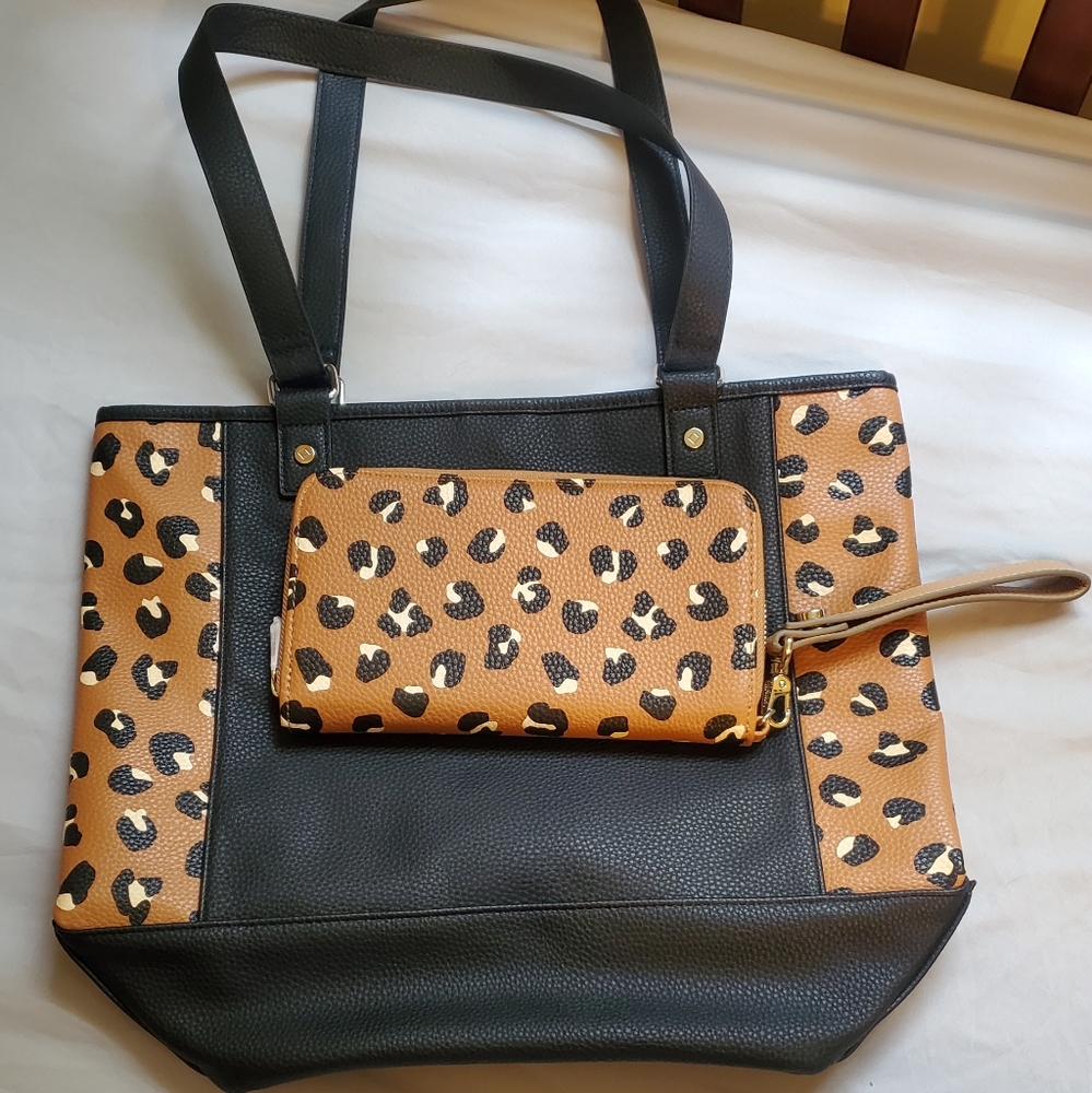 Leopard Colorblock tote bundle